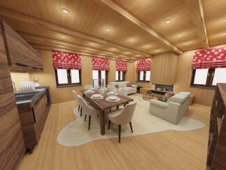 Experience the warmth of this stunning wooden interior.
