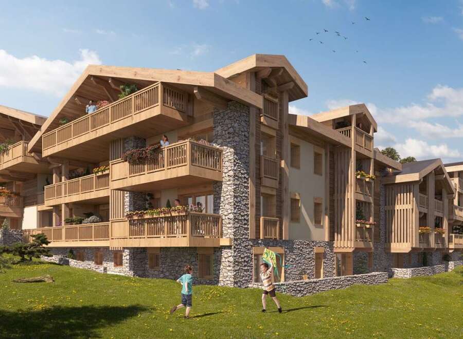Luxury chalet-style apartments in a stunning mountain setting.