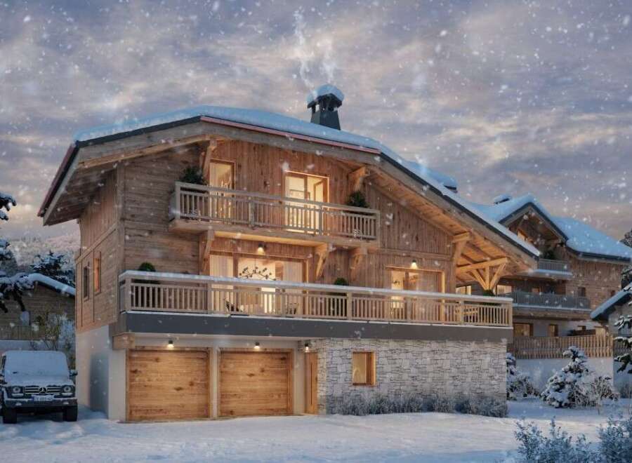 Luxury chalet in the French Alps with stunning mountain views.