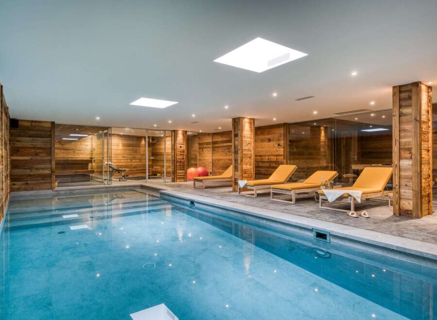 Indulge in luxury at this stunning indoor pool, complete with a serene ambiance and modern design.