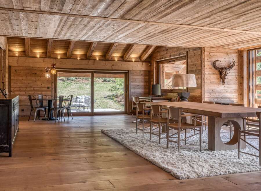 Experience rustic elegance in this stunning wooden chalet.