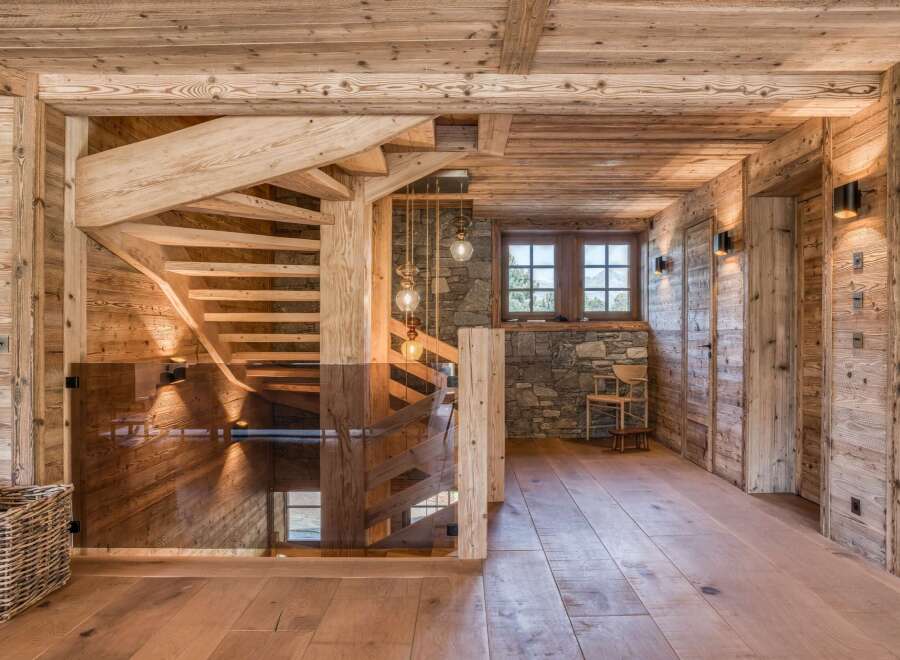 Experience rustic elegance in this stunning wooden interior.