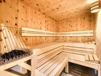 Indulge in ultimate relaxation in this exquisite sauna, meticulously crafted from premium light wood.