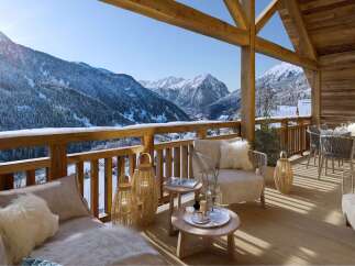 Luxury chalet apartment with breathtaking mountain views.