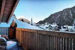 Luxury chalet with breathtaking views of the snow-capped Alps.