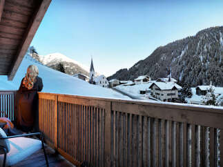 Luxury chalet with breathtaking views of the snow-capped Alps.