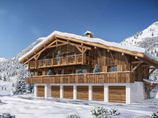 Luxury chalet with stunning mountain views and spacious balconies.