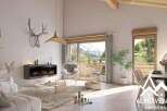 Stunning mountain view apartment with modern fireplace and spacious living area.
