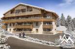 Luxury chalet apartments in the French Alps with stunning mountain views.