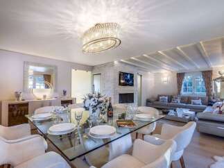 Luxurious chalet with spacious open-plan living and dining area.