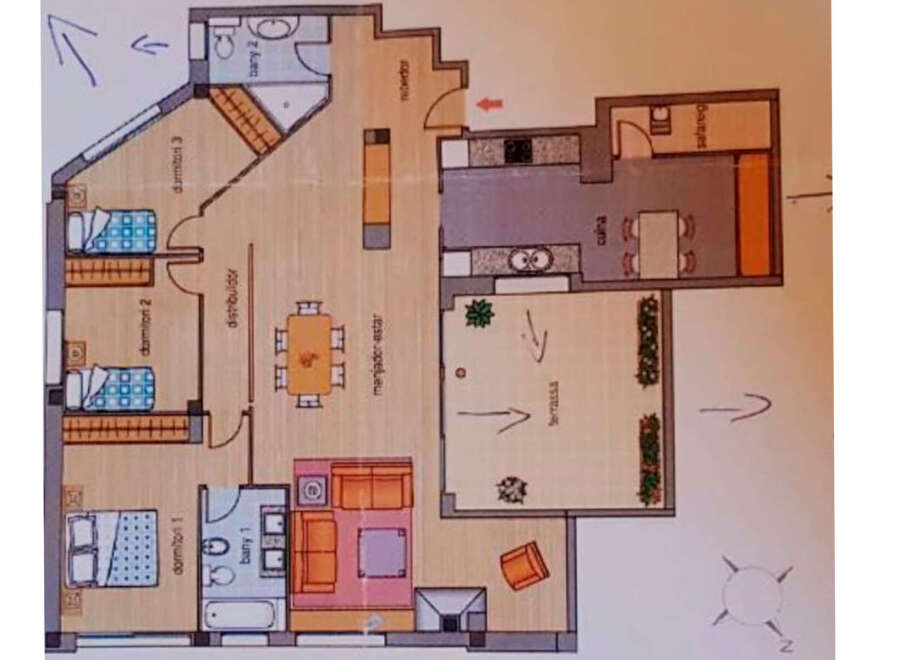 This stunning property boasts three bedrooms, two bathrooms, and a spacious living area.