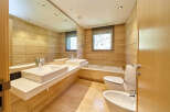 Luxurious bathroom with modern fixtures and finishes.