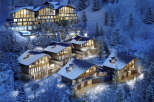 Luxury chalet homes nestled in a snowy mountainside, offering breathtaking views and modern amenities.