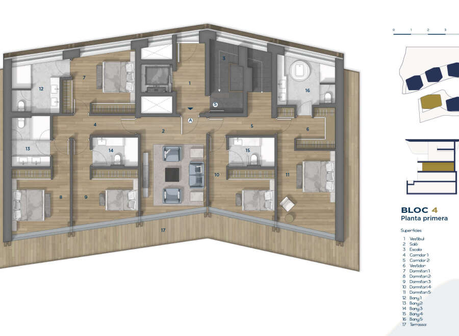 Discover luxury living in this stunning apartment featuring a spacious vestibule, a modern kitchen, and multiple bedrooms.