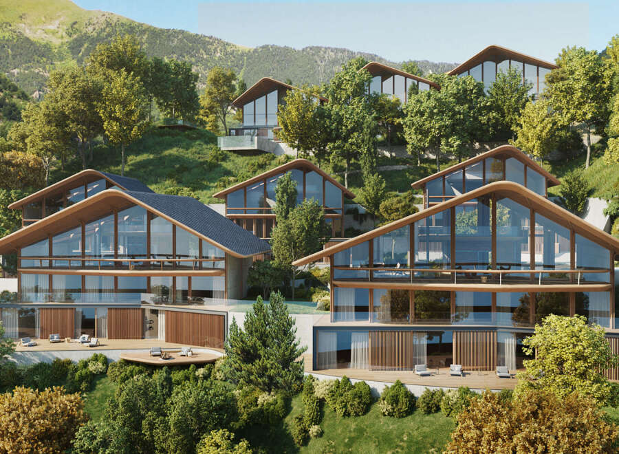Luxury mountain homes with stunning views and modern designs.