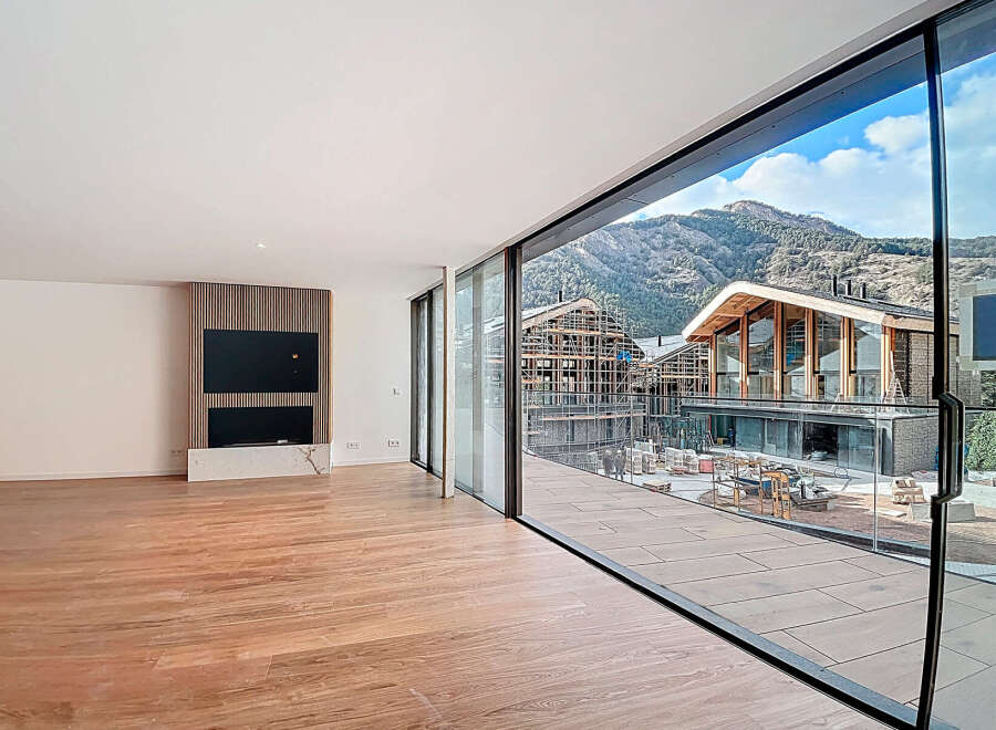 Modern living space with stunning mountain views.