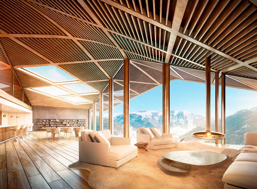 Luxury mountain lodge with breathtaking views.