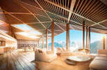Luxury mountain lodge with breathtaking views.