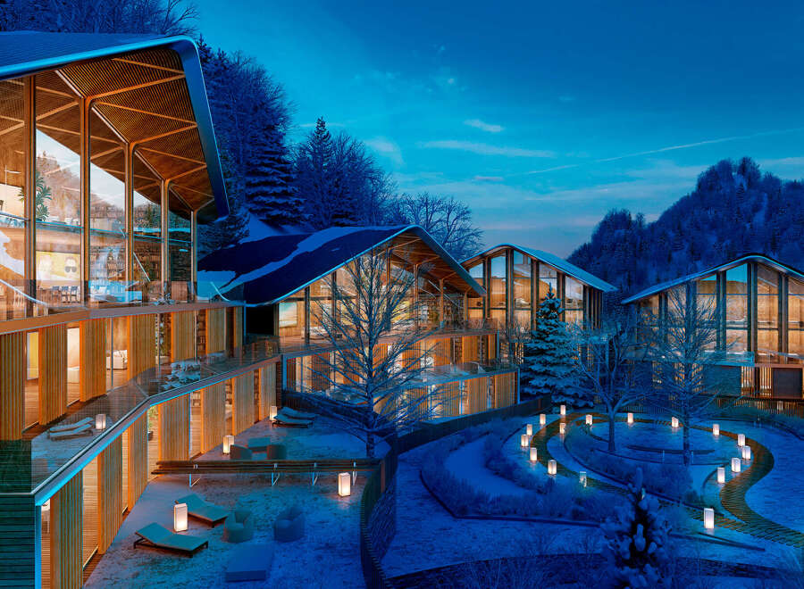 Luxury mountain chalets with stunning views.
