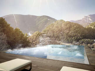 Luxury mountaintop infinity pool with breathtaking views.