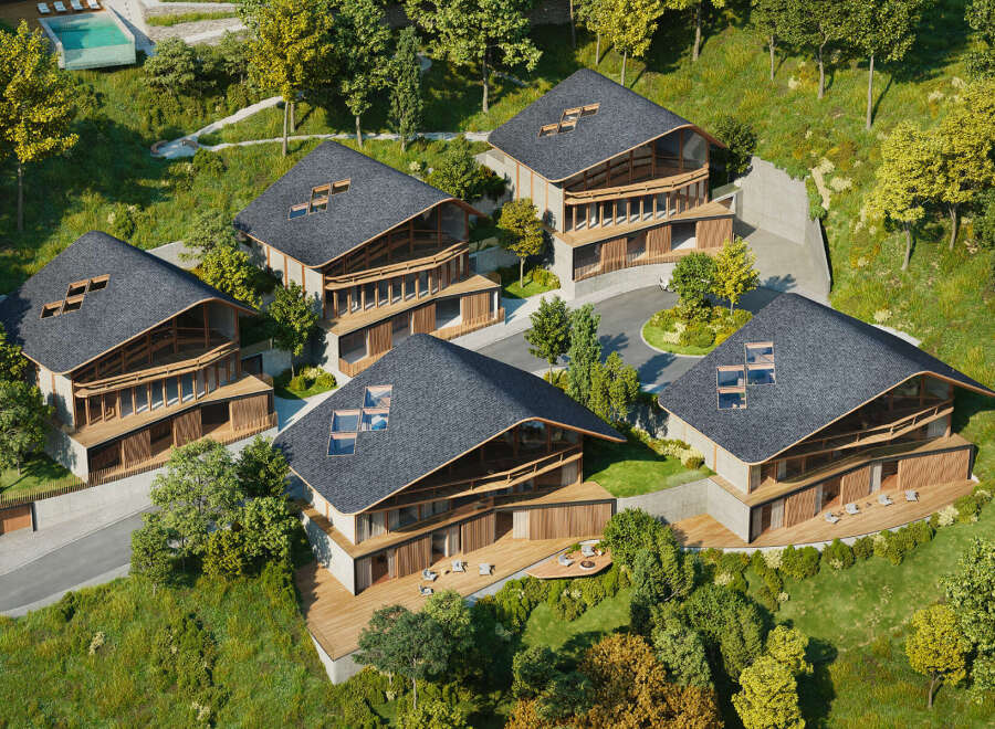 Luxury hillside homes with stunning architectural design.
