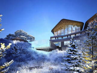 Luxury mountain retreat with stunning infinity pool offering breathtaking views.