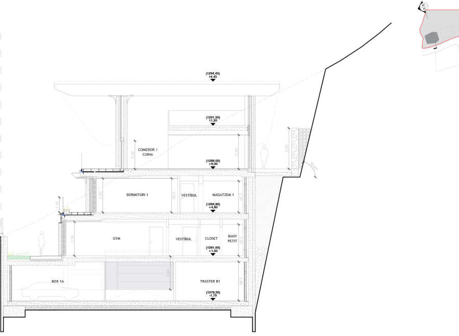 Discover this multi-level architectural marvel built into a hillside, offering distinct living zones.