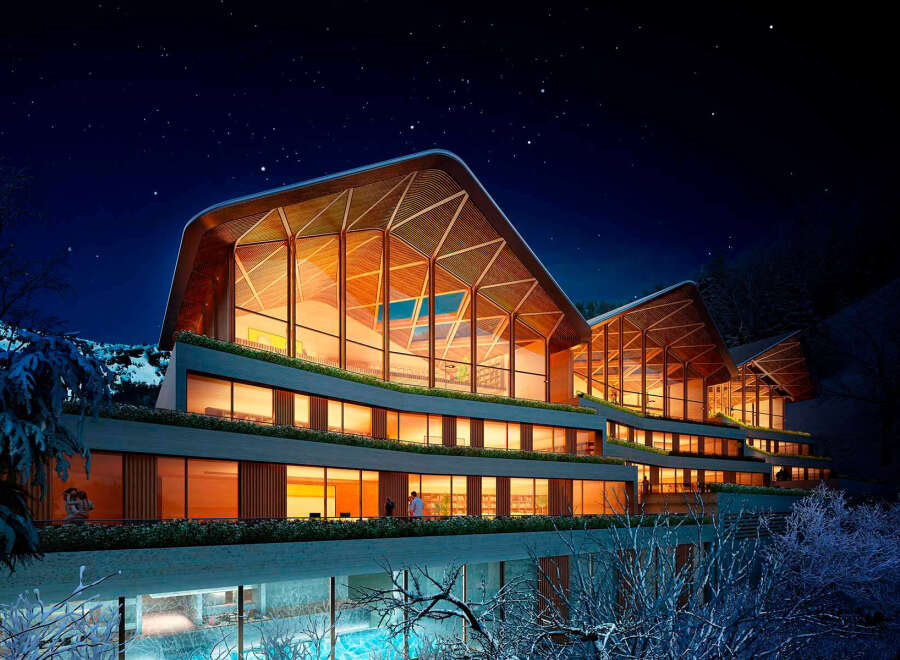 Luxury mountain retreat with stunning architectural design.