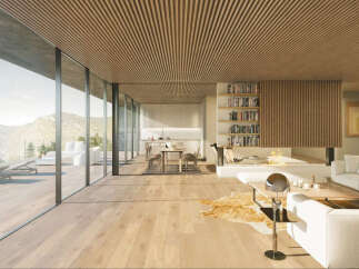 Stunning mountain views meet modern luxury in this open-concept home.