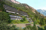 Luxury mountainside apartments with stunning views.