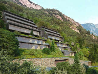 Luxury mountainside apartments with stunning views.