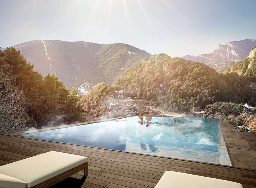Luxury mountaintop infinity pool with breathtaking views.