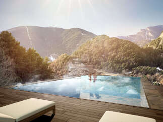 Luxury mountaintop infinity pool with breathtaking views.