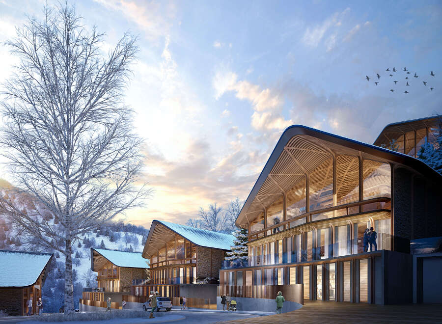 Luxury ski resort residences with stunning mountain views.