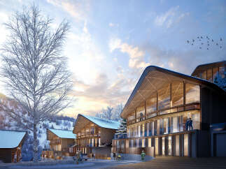 Luxury ski resort residences with stunning mountain views.