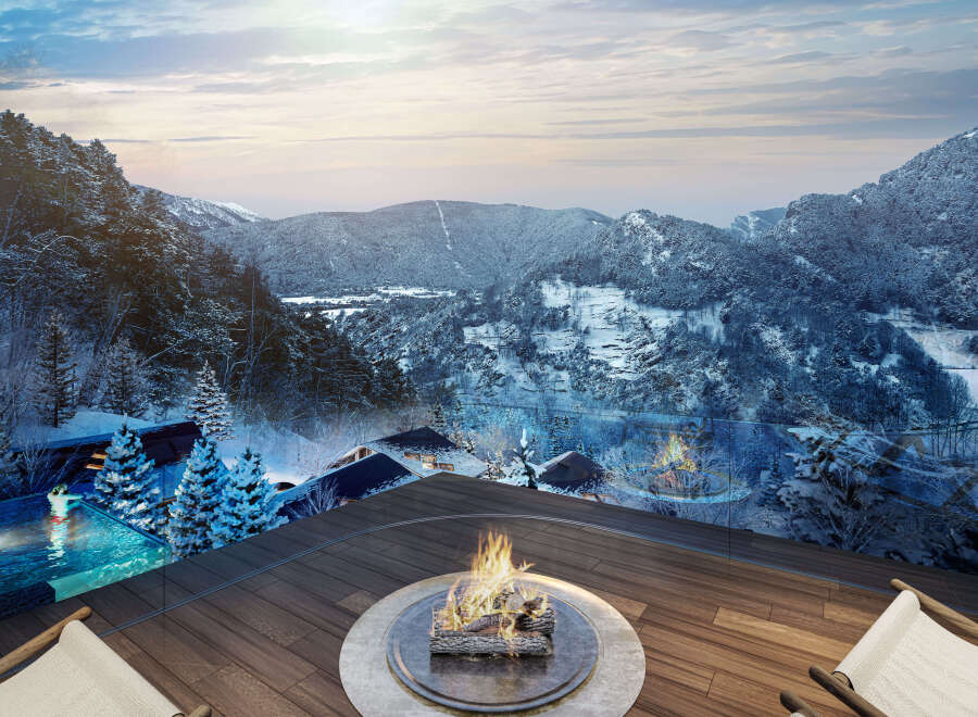 Luxury mountain retreat with stunning panoramic views.