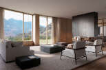 Stunning mountain views from this luxurious living space.