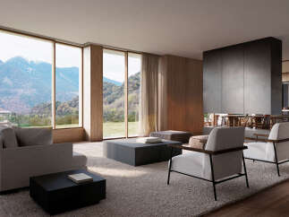 Stunning mountain views from this luxurious living space.