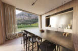 Modern kitchen with stunning mountain views.