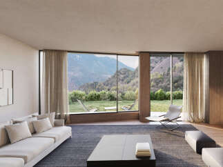Stunning mountain views from this luxurious living space.