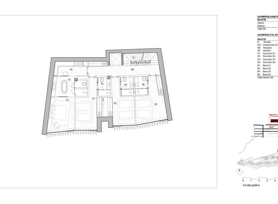 This floor plan showcases a luxurious residential layout with four bedrooms and bathrooms, offering ample space and comfort.
