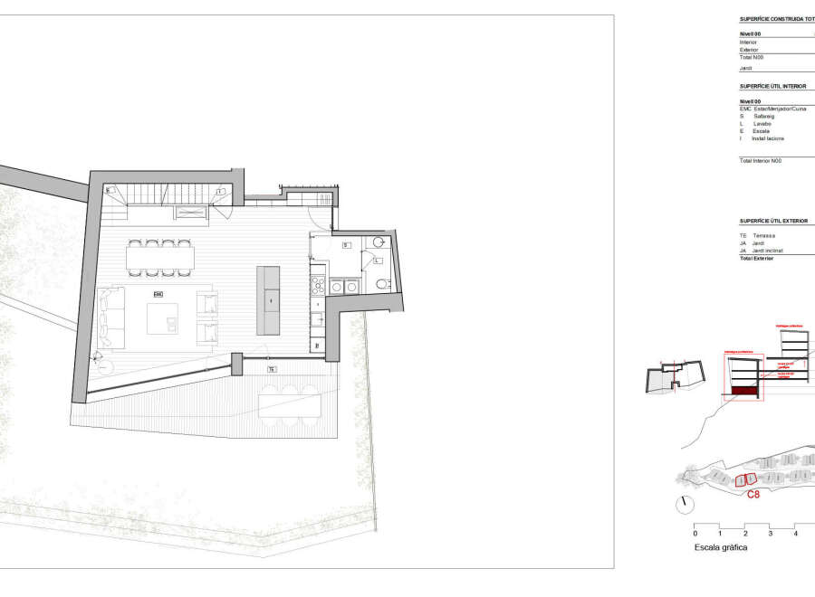 This floor plan showcases a property's layout, highlighting both interior and exterior spaces.