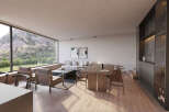 Stunning mountain views from this modern home's expansive windows.