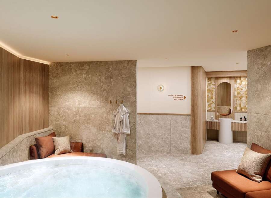 Relax and rejuvenate in our luxurious spa, featuring a soothing hot tub perfect for unwinding.