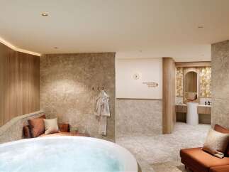 Relax and rejuvenate in our luxurious spa, featuring a soothing hot tub perfect for unwinding.