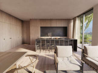 Stunning modern home with open-concept living and kitchen, seamlessly blending indoor and outdoor spaces.