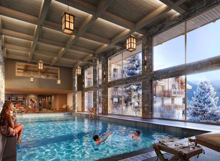 Luxury chalet with indoor pool and stunning mountain views.