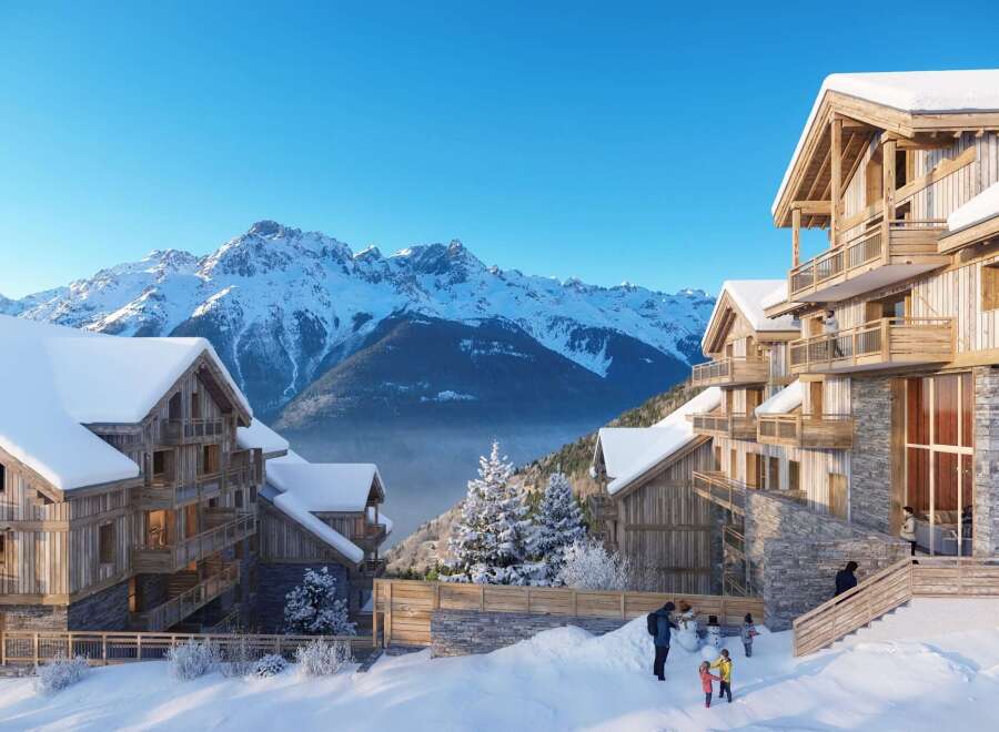 Luxury ski-in/ski-out chalets in the French Alps with breathtaking mountain views.