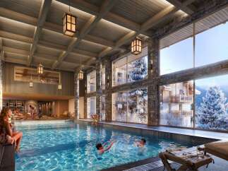 Luxury chalet with indoor pool and stunning mountain views.
