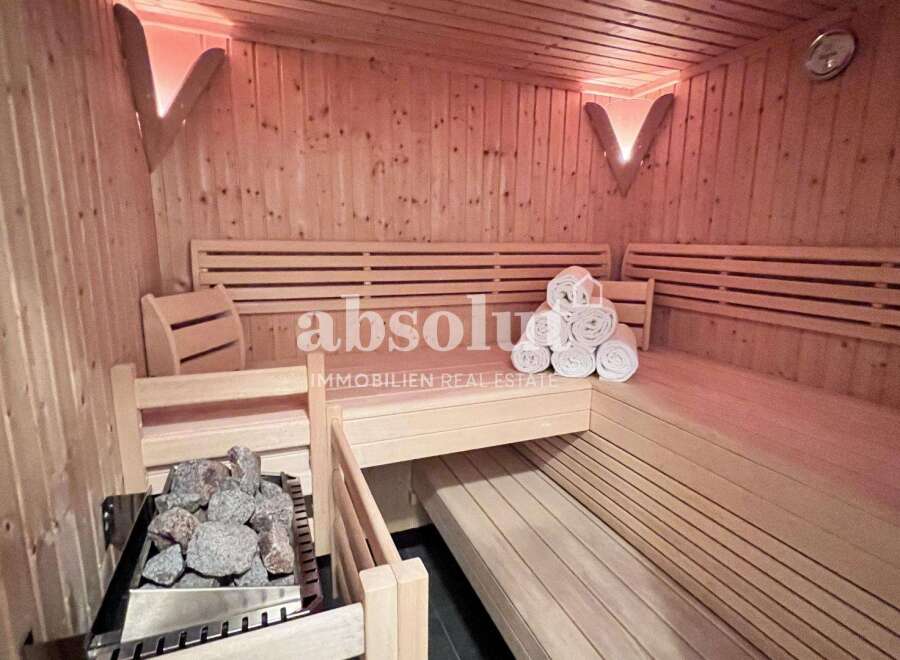 Step into your personal oasis with this stunning sauna.